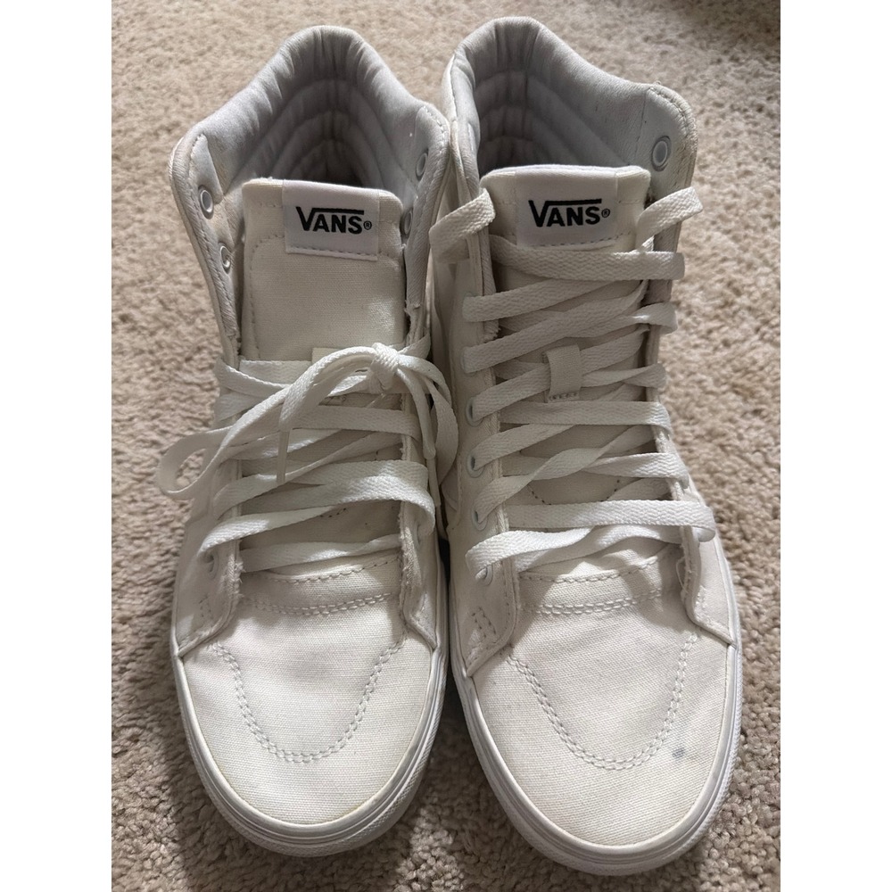 Vans Sk8-Hi High Top Sneakers Off White Canvas Skate Shoes Mens Womens